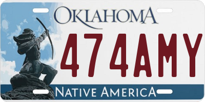 OK license plate 474AMY