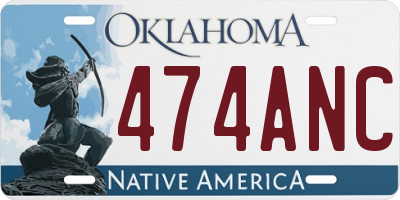 OK license plate 474ANC