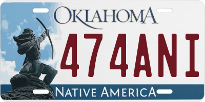 OK license plate 474ANI