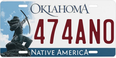 OK license plate 474ANO