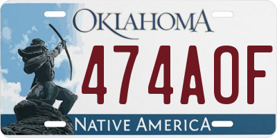 OK license plate 474AOF