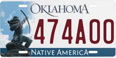 OK license plate 474AOO