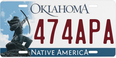 OK license plate 474APA
