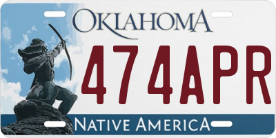 OK license plate 474APR