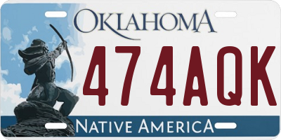 OK license plate 474AQK
