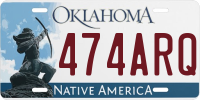OK license plate 474ARQ