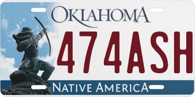 OK license plate 474ASH