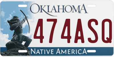 OK license plate 474ASQ