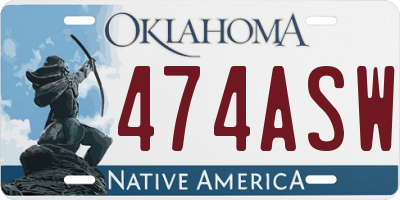 OK license plate 474ASW