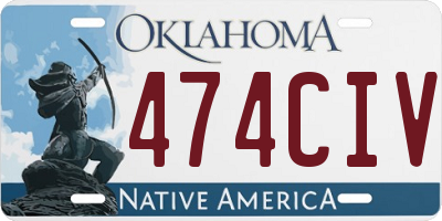 OK license plate 474CIV