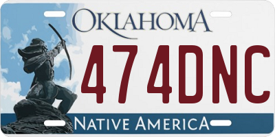 OK license plate 474DNC