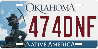 OK license plate 474DNF