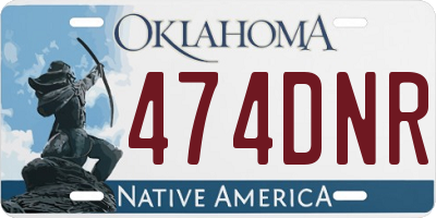OK license plate 474DNR