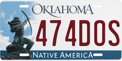 OK license plate 474DOS