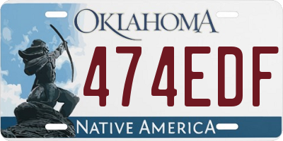 OK license plate 474EDF