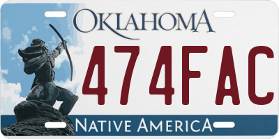 OK license plate 474FAC