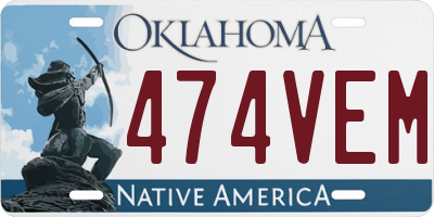 OK license plate 474VEM