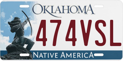 OK license plate 474VSL