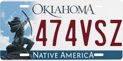 OK license plate 474VSZ