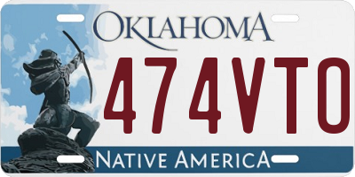 OK license plate 474VTO