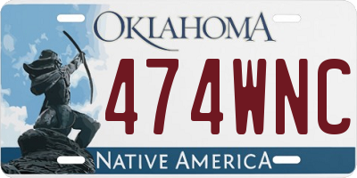OK license plate 474WNC