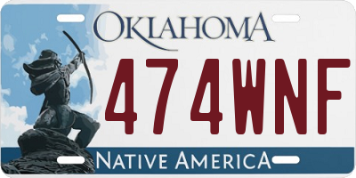 OK license plate 474WNF