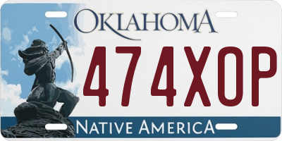 OK license plate 474XOP