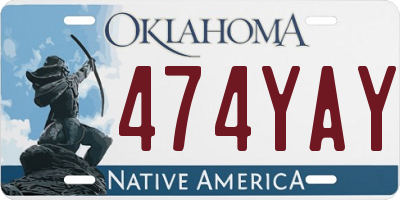 OK license plate 474YAY
