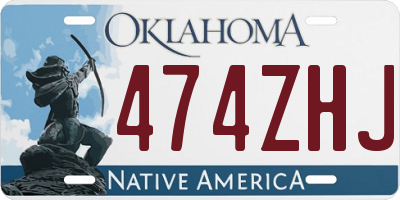 OK license plate 474ZHJ
