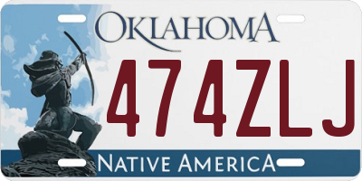 OK license plate 474ZLJ