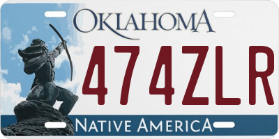 OK license plate 474ZLR
