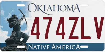 OK license plate 474ZLV