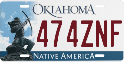 OK license plate 474ZNF