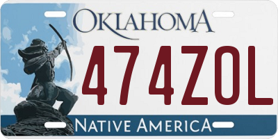 OK license plate 474ZOL