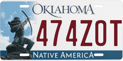 OK license plate 474ZOT