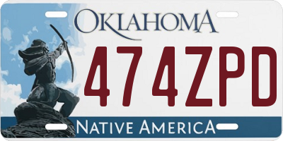 OK license plate 474ZPD