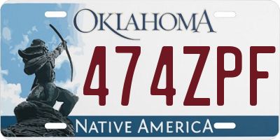 OK license plate 474ZPF