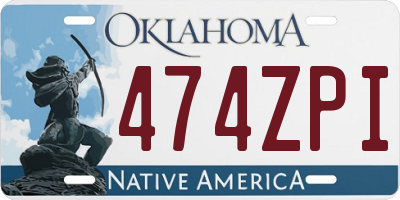 OK license plate 474ZPI