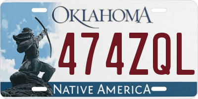OK license plate 474ZQL