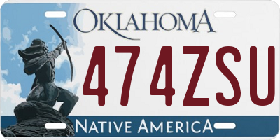 OK license plate 474ZSU