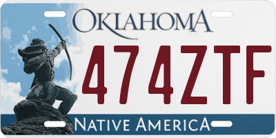 OK license plate 474ZTF