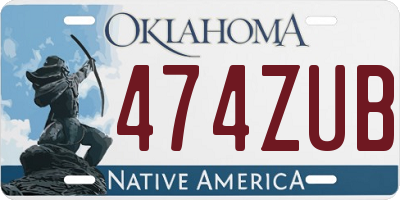 OK license plate 474ZUB