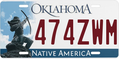 OK license plate 474ZWM