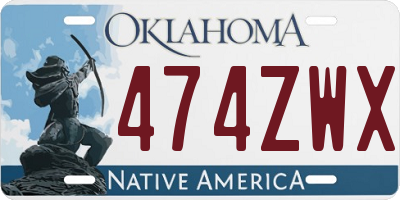 OK license plate 474ZWX