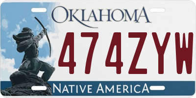 OK license plate 474ZYW