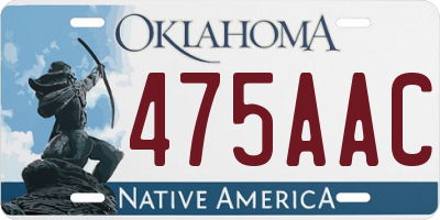 OK license plate 475AAC