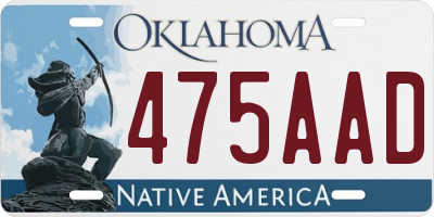 OK license plate 475AAD