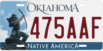 OK license plate 475AAF