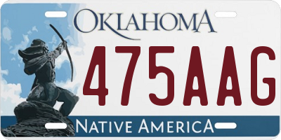 OK license plate 475AAG