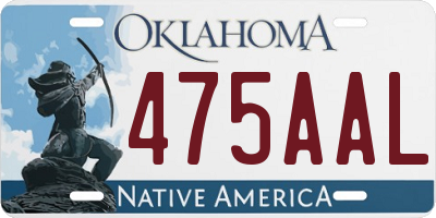 OK license plate 475AAL